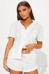 Always feeling sweet pointelle white/pink short Set