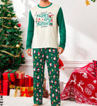 Cream white/ green mens  Christmas pajama pant Set