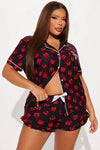 Unwrap the gift holiday short set women’s pajama set red and black