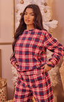 Red Brushed Checked Mix And Match Pajama  Set