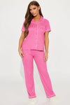 Chill vibes only hot pink pajama Set