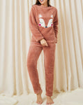 Brown fleece fox pajama set