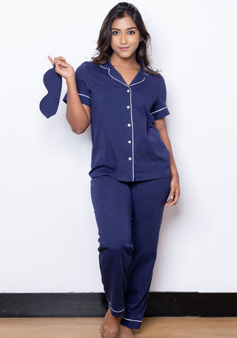 Dark blue cotton pyjama Set