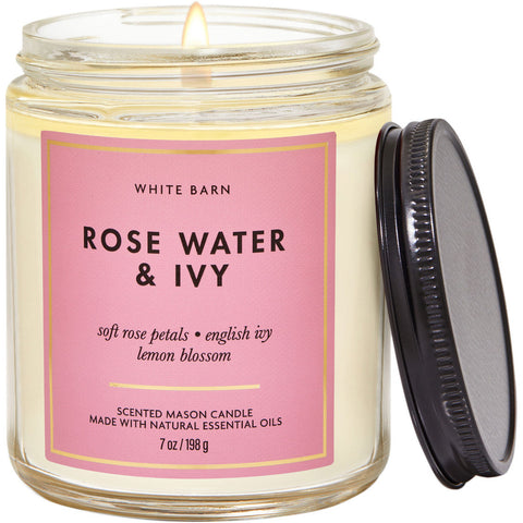 Rose water ivy single wick candle