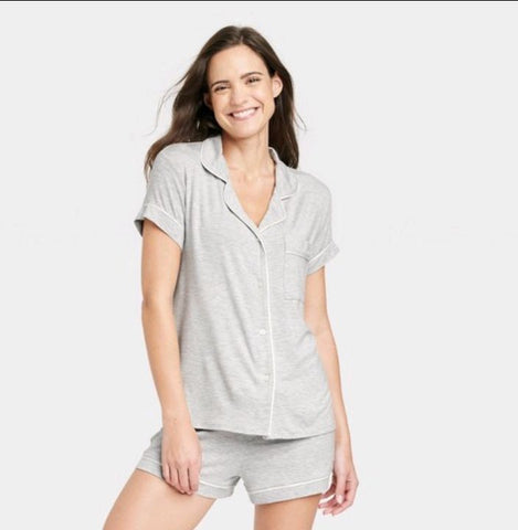 Grey cotton short pajama Set