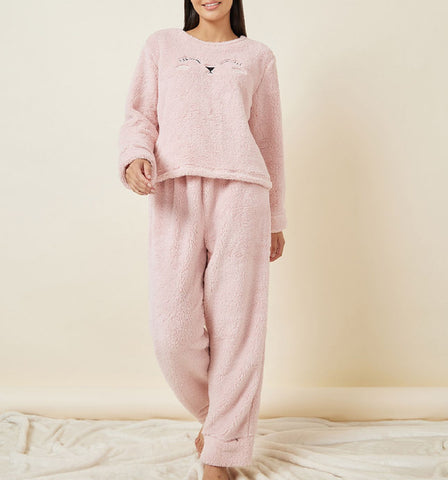 Pink fleece pajama set