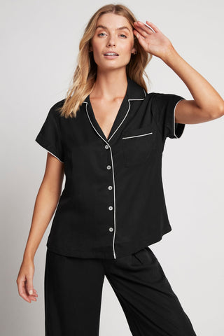 Black cotton short sleeve pajama set