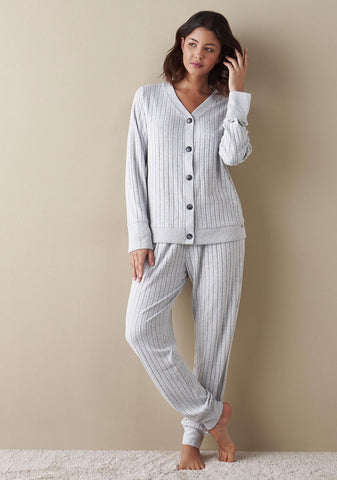 Grey cardigan   pajama Set