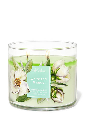 White tea & sage 3wick candle