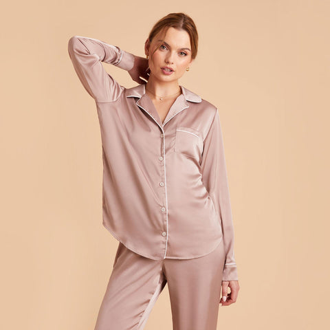 Mauve Satin Pajama Set